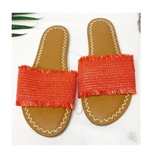 Universal Thread Luciana Woven Slide Sandals coral new with tags